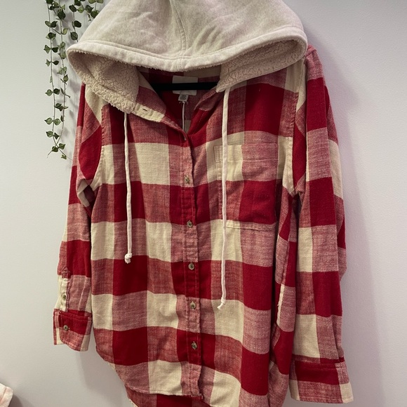 American Eagle Flannel Hooded Button Up - Picture 4 of 9